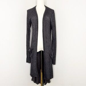 Joah Brown Gray Marled Ribbed Open Front Cardigan Sweater One Size Made in USA